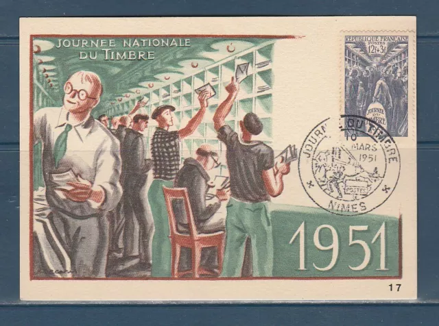 carte 1er jour  journée  du  timbre  Nimes   de 1951