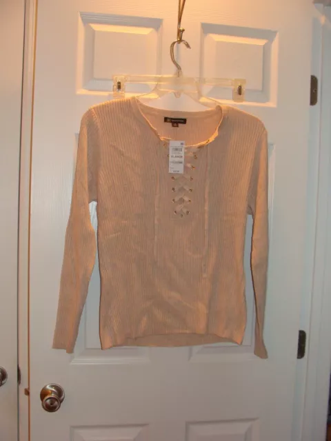 INC International Concepts~ Top~XL ~ Lace Up ~ Heather Oatmeal ~ BRAND NEW NWT~