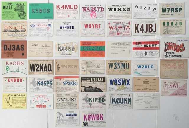 QSL Ham Radio Cards 1950s to 1980s USA + International (PostCards) Lot of 43