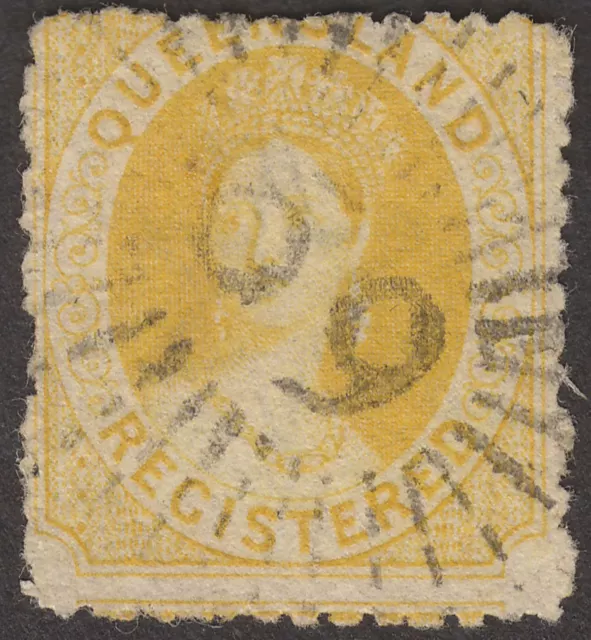 Queensland 1864 QV Chalon Registered (6d) Orange-Yellow Used SG49 cat £45