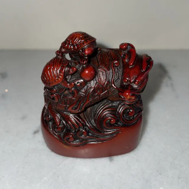 Vintage~Small Figurine of Dragon with Turtles on Back~1970's?