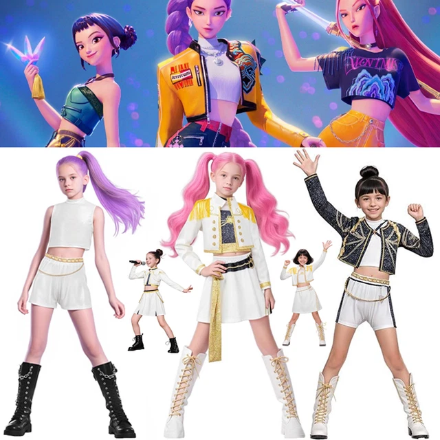 Costume Cosplay Kpop Demon Hunters Rumi Mira Zoey - Enfants Filles - Tailles 2-12 Ans - Déguisement Complet Pour Halloween, Carnaval