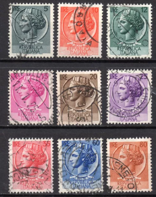 ITALIA 1953 - Serie completa usata (9v) Turrita Siracusana Ruota alata #XOU