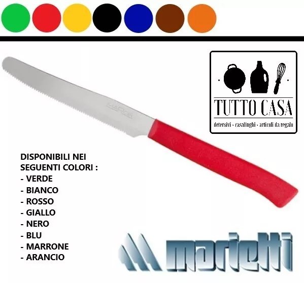 Set 6 Coltelli Tavola Cucina Acciaio Inox Lama Dentata Manico Colorato Marietti