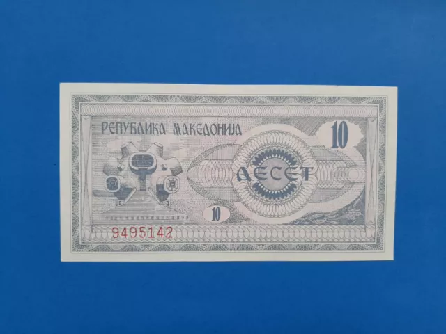 1 x 10 Denari Mazedonien / UNC / Geldschein Banknote von 1992 **