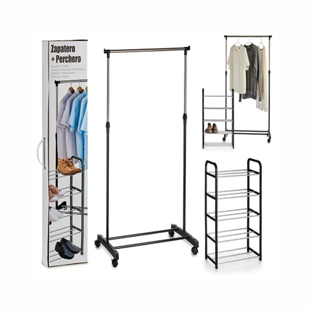 Set scarpiera guardaroba metallo plastica 43X155X80cm
