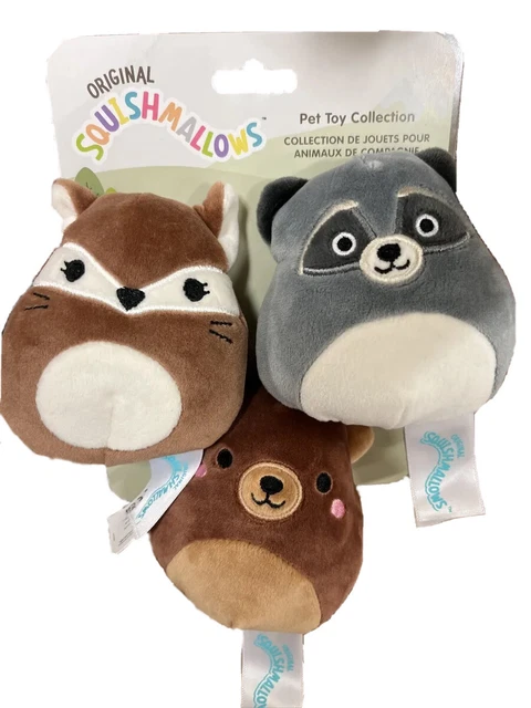 SQUISHMALLOWS Pet Dog Toy Woodland Trio Pack: Fox 🦊 Bear 🐻 Raccoon 🦝 NWT