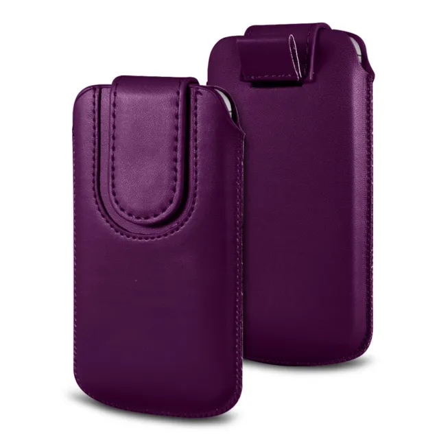 Magnetic PU Leather Pull Tab Flip Case Cover For Various Phones - Purple (S)