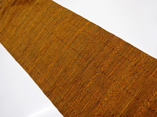 43286# Japanese Kimono / Vintage Nagoya Obi / Woven Geometric Pattern