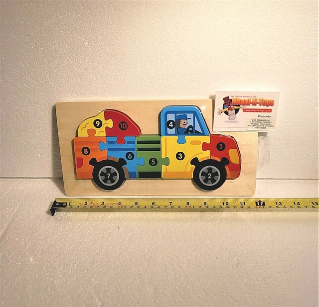 JIGSAW NUMBERS LORRY Numbers 1 to 10 lift out wooden toy £4.99