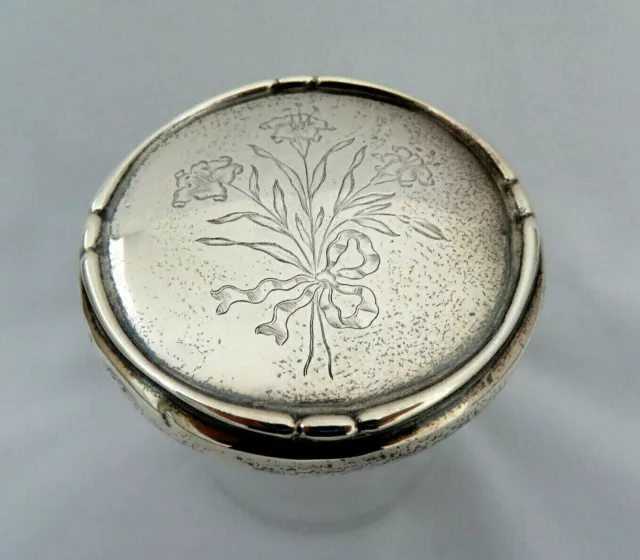 Antique Hallmarked Birmingham Sterling Silver & Crystal Glass Vanity Jar