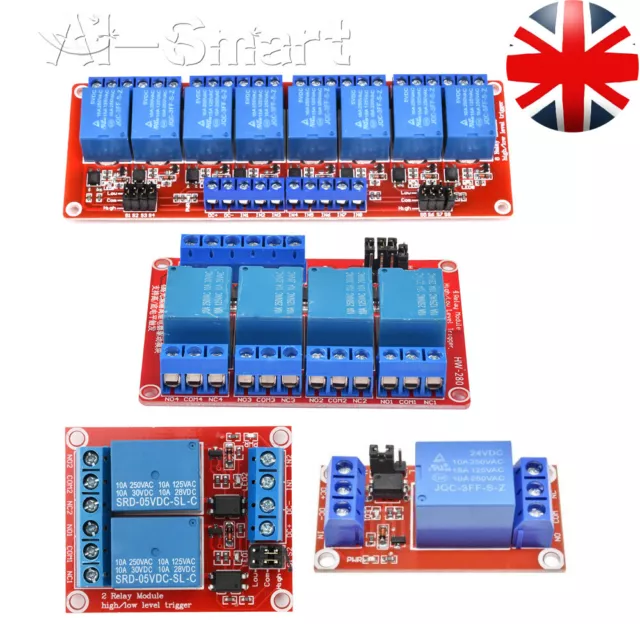 1/2/4/8 Channel Relay Board Relay Module w/Optocoupler High Low 5V 9V 12V 24V UK