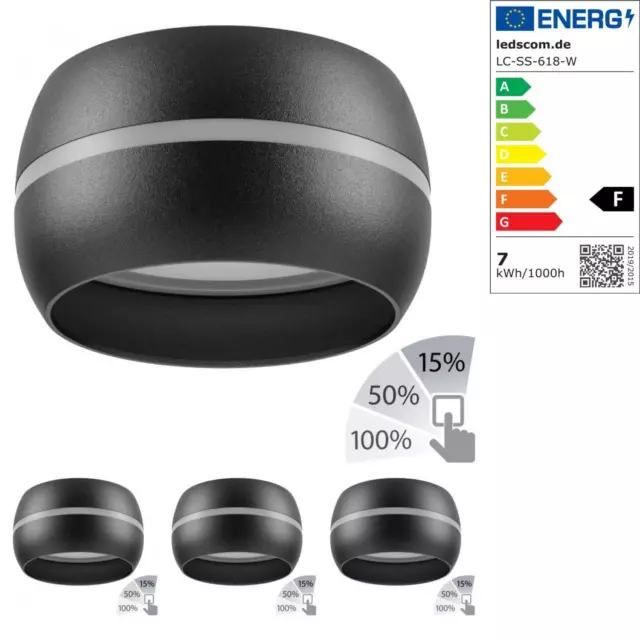 4x Lampada da soffitto / Lampenfassung FUNT, nero opaco, 90mm Ø, inkl LED max.64