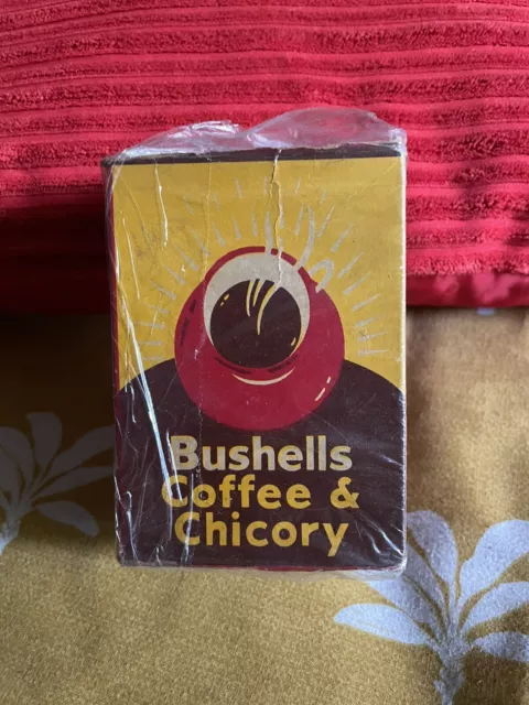 True Vintage 50s BUSHELLS Coffee & Chicory Cardboard Packet Box 8 oz. Australia