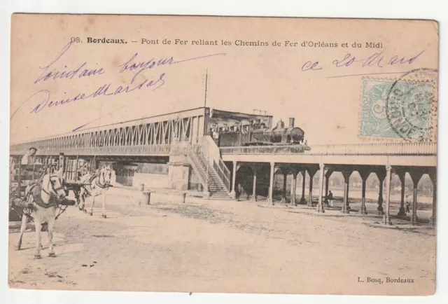 BORDEAUX - Gironde - CPA 33 - le pont de Fer Passerelle Train Attelages