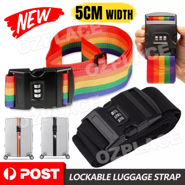 Travel Suitcase Secure Lock Safe Nylon Packing Belt Luggage Strap Code Password