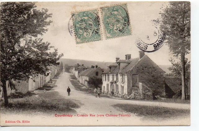 COURTHIEZY - Marne - CPA 51 - grande rue vers Chateau Thierry