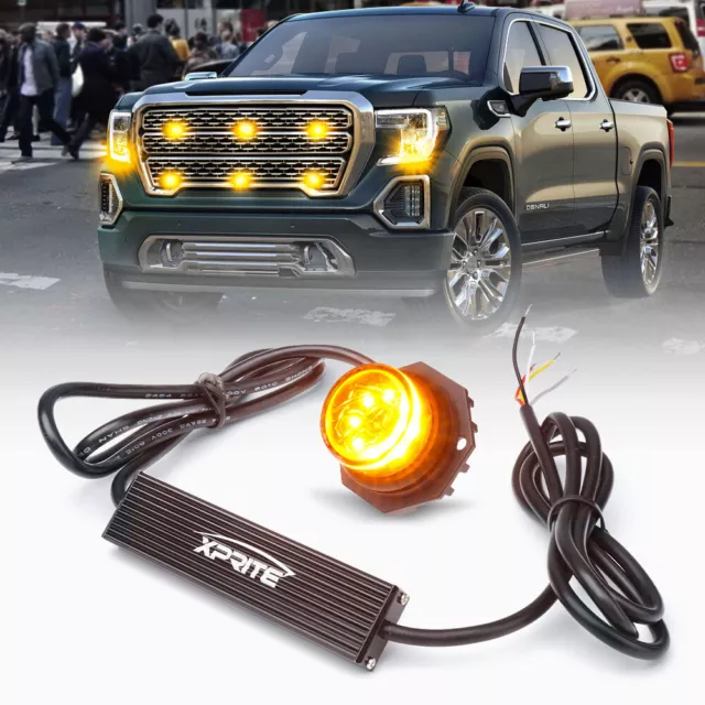 Xprite Amber LED Hide-A-Way Side Marker Strobe Light Flashing Emergency Warning