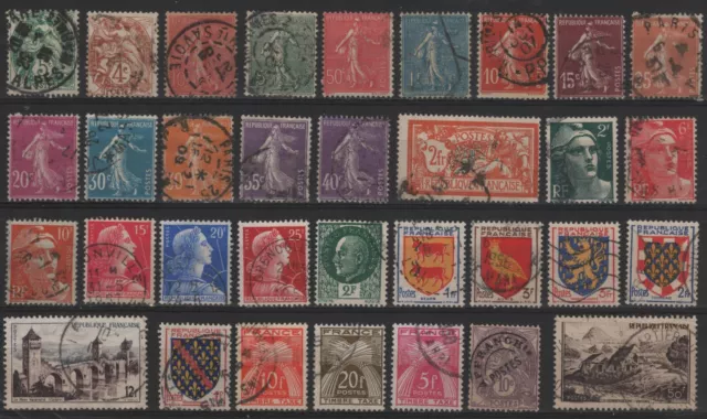 Petit lot de timbres oblitérés avec faciale en anciens francs.