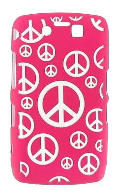 Verizon Pink Peace Sign Rubber Case for Blackberry 9550 Storm 2