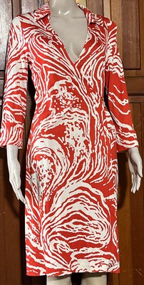 DVF Diane von Furstenberg Vintage Justin Red White Silk Wrap Dress Size 10