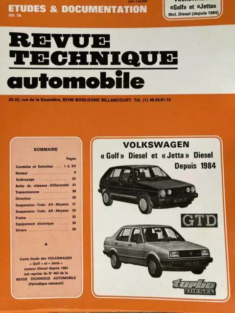 Revue technique automobile pour Volkswagen Golf, Scirocco et Jetta essence  - GF02000 etai 