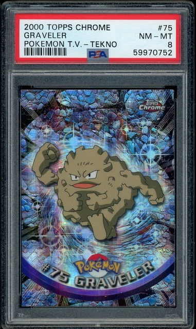 PSA 8 NM-MINT TEKNO Graveler #75 (Topps Chrome Series 1) Holo Pokemon Card PSA 8 NM-MINT TEKNO Graveler #75 (Topps Chrome Series 1) Holo Pokemon Card