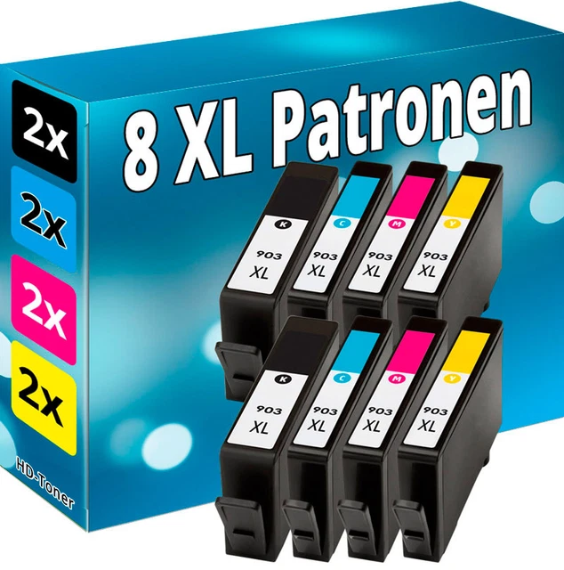 8x Stampante Cartucce 903 per HP Officejet 6950 6960 6962 6968 6970 6975 6978 XL