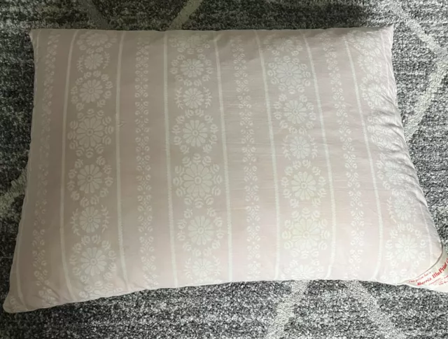 Vintage HARRIS BLUPRINT Feather Pillow PINK w WHITE Flowers