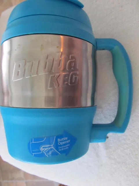 Bubba Keg 52 oz Insulated Turquoise Blue Trim Silver Bottle Opener Travel Mug!