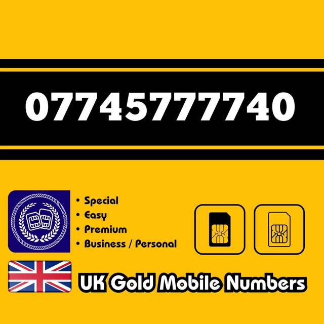 Gold Mobile Number Easy VIP Business Special Memorable UK O2 EE Voda 3 SIM Card