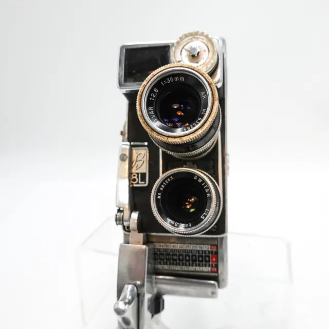 Paillard Bolex B8L Double 8mm Movie Cine Film Camera w/ 2 Lens - Working S8-7816 2