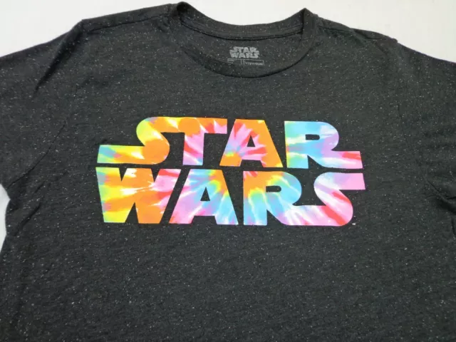 Star Wars Fifth Sun Speckled Black Tie Dye Logo Graphic Tee T- Shirt Medium