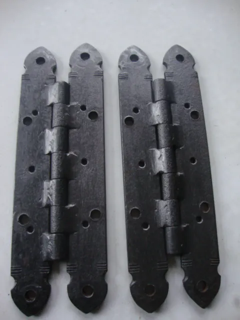 Very heavy duty unusual  antique H hinges in cast iron