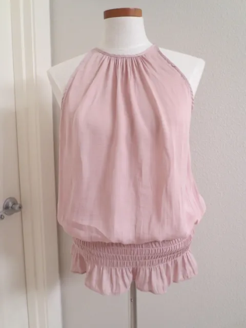 Lulus Top Ruffle Sleeveless Blouse Women's Size M Blush Pink