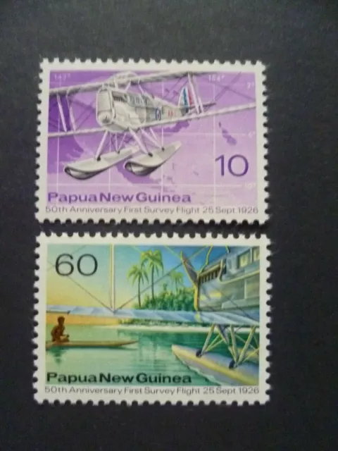 PAPUA-NEUGUINEA, MiNr.: 312-313 Landvermessung, Flugzeug ** postfrisch MNH