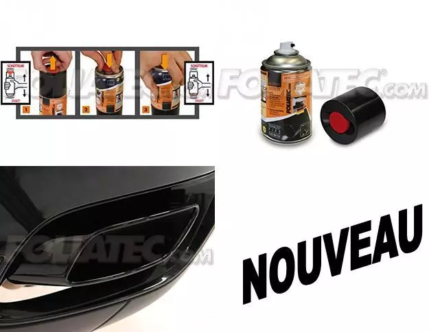 Spray 2K FOLIATEC peinture noir brillant embout d'echappement pour AUDI