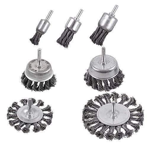 7Pcs Twist Knot Wire Wheel Brush for Drill Crimped Cup Wire Wheels Brush Set
