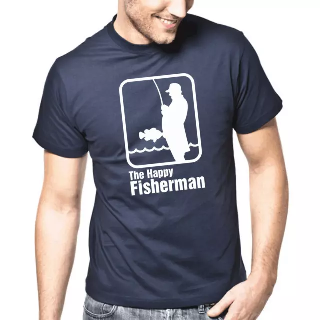 The Happy Fisherman Angler Angeln Fischer Sprüche Geschenk Lustig Spaß T-Shirt