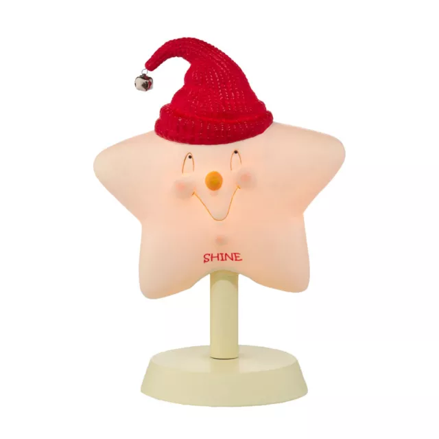 Christmas Shine Star in Santa Hat Light Up Lamp Dept 56 Snowpinions New Electric