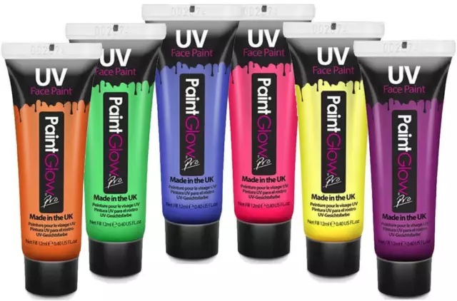 UV (Blacklight) Face Paint and UV Body Paint 12ml - 6pk