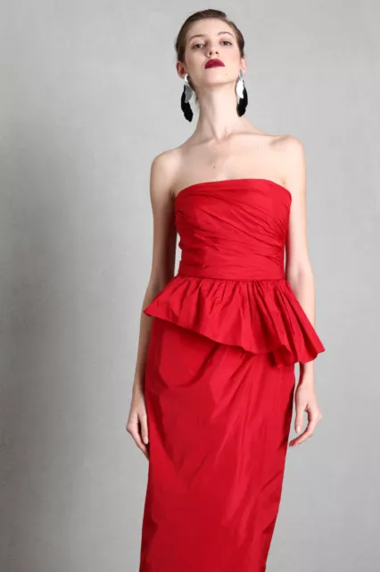 Max Mara Evening Coctail Strapless Red Dress in silk blend Abito 42IT 8US 38DE