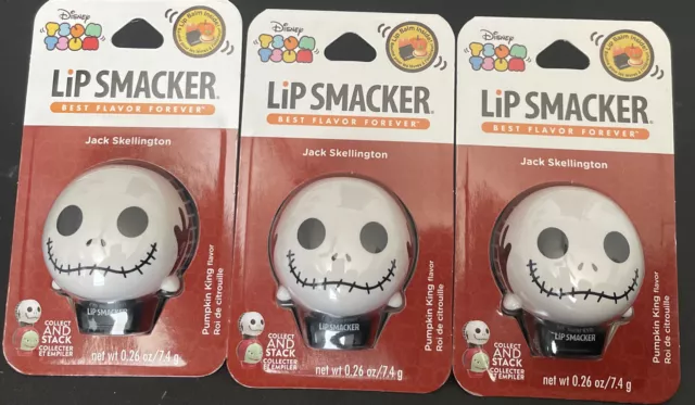 3x Disney Lip Smacker Jack Skellington Lip Balm, Pumpkin King, 0.26oz Each, New