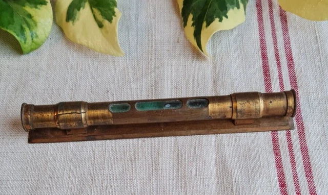 Ancien Niveau à Bulle En Bronze - Outil De Mesure Vintage 43 Cm