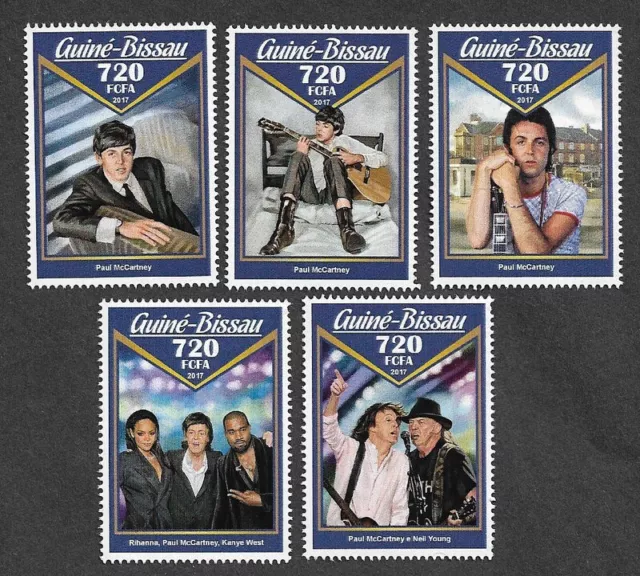 The Beatles-Paul McCartney- stamps -2017 Music-Rock- Pop-mnh Guine Bissau