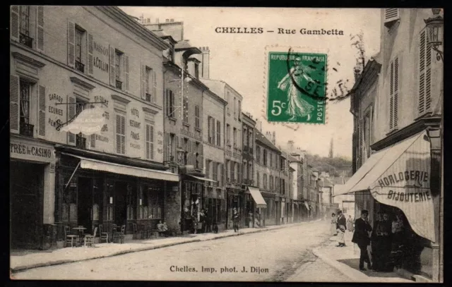 Cpa  --  77  Chelles  Rue Gambetta  Plan Sur L Hotel De France  161.E