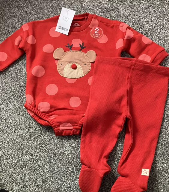 BNWT Next Christmas Baby Red Reindeer Outfit Set 3-6 Months