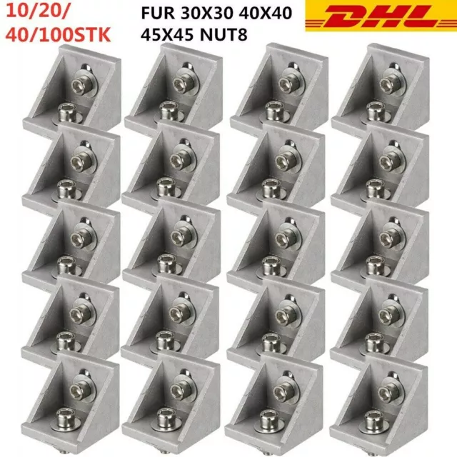 Befestigungsmaterial Winkel Befestigung Für 3030 4040 4545 Nut 8 Alu-Profil Dhl