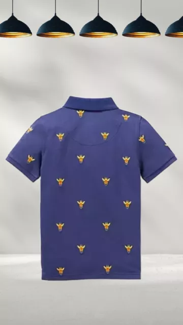 Polo Ex Mini Boden ragazzo ricamata in piqué giraffe blu navy (difetto) 2