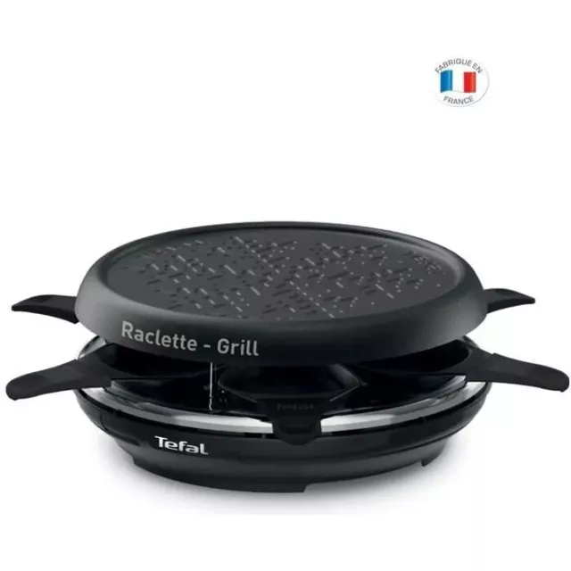 Appareil Raclette Grill Tefal 850W 2en1, 6 Personnes, Plaque Antiadhésive - NEUF